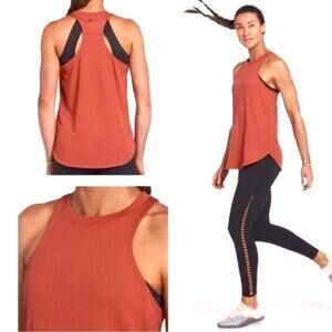 🍒 Nike Dri-fit Studio Ribbed‎ Racerback Tank Top Small Rust Orange GUC Athletic